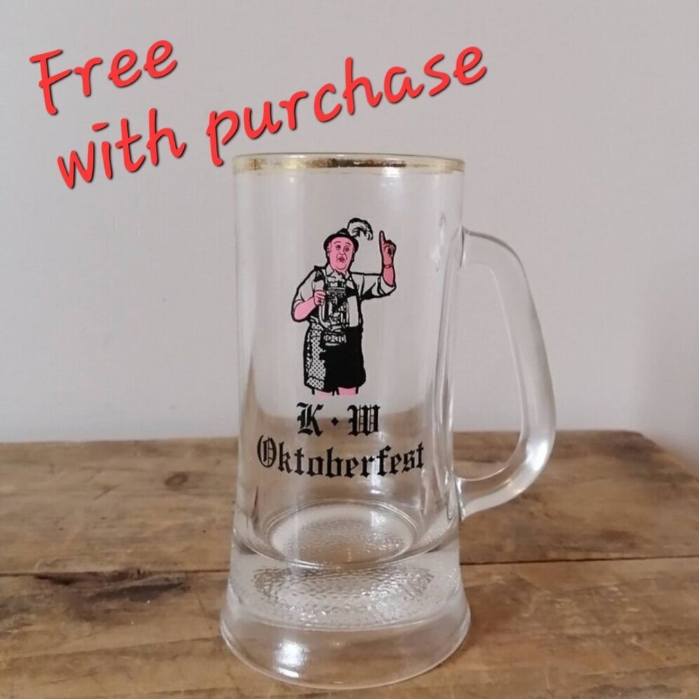 Rare Collectible Oktoberfest Glass Beer Mug with Gold Rim
